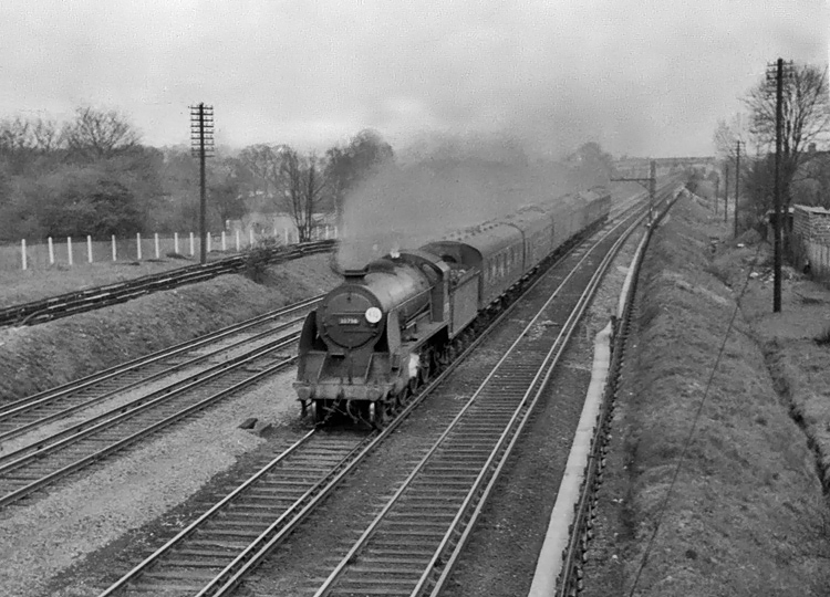 Photo of King Arthur Class 30798 on the 14.54 Waterloo to Basingstoke local train at New Malden on 23rd April 1962