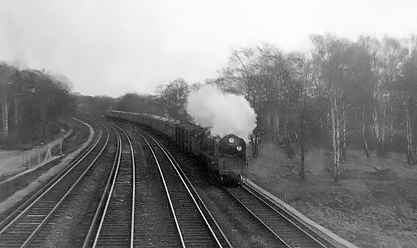 Photo of Bulleid West Country Class pacific number 34101, Hartland, heading a Victoria to Dover or Folkestone boat train train just after passing Chislehurst Junction on 25th March 1961