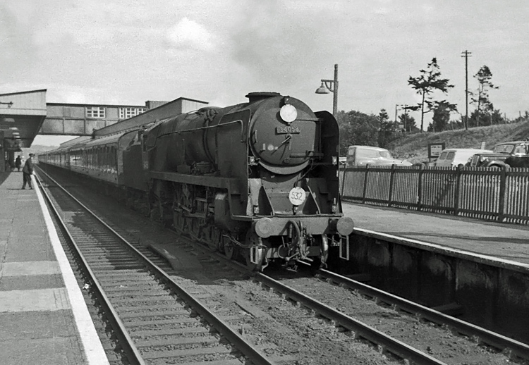 Photo of Bulleid Battle of Britain Class pacific number 34058, Sir Frederick Pile, on a London, Waterloo to Exeter train at Templecombe on 8th September 1962