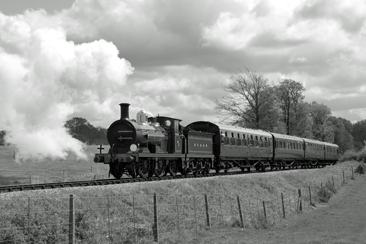 Photo of C Class 0-6-0 31592 heading away from Sheffield Park station on the Bluebell Railway on 25th April 2009