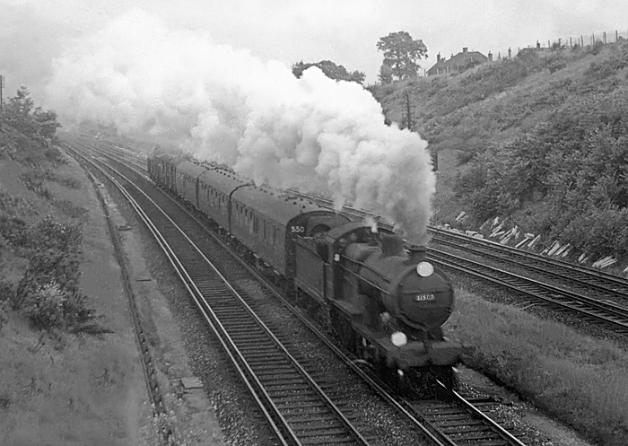 Photo of E1 Class 4-4-0 loco 31507 on the 07.24 from London Bridge to Ramsgate approaching Elmstead Woods Tunnel on a date believed to be 3rd June 1961