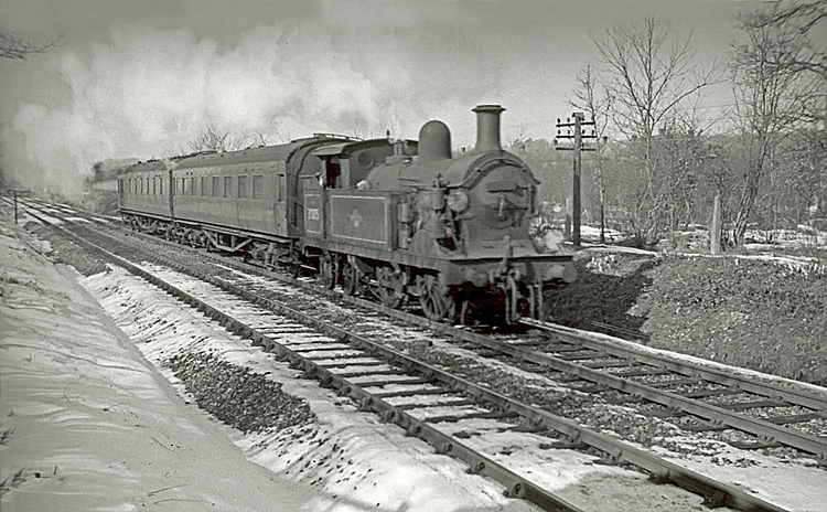 Photo of H class 0-4-4 tank loco number 31005 probably just South of Hurst Green,  in Feb/March 1963