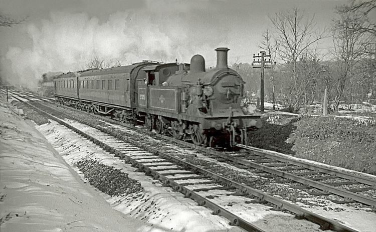 Photo of H class 0-4-4 tank loco number 31005 probably just South of Hurst Green,  in Feb/March 1963