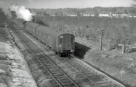 Photo of an  H class 0-4-4 tank probably just South of Hurst Green,  in Feb/March 1963