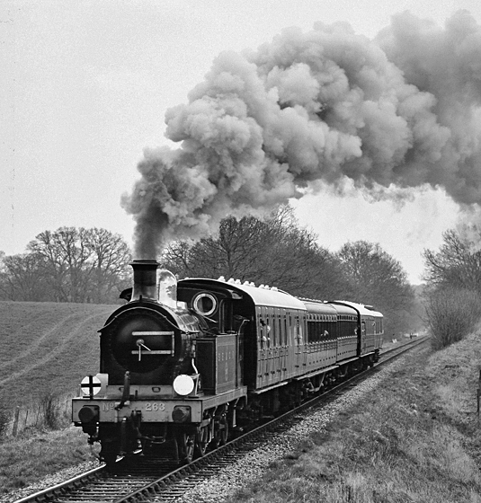 Photo of H class 0-4-4 tank loco 31263 at the Bluebell Railway in 1980-1981