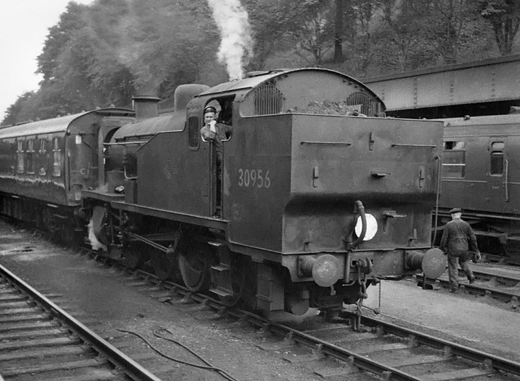 Photo of Z Class 0-8-0 tank loco 30956 at Exeter Central in September 1962